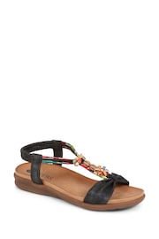 Pavers Embellished Flat Black Sandals - Image 3 of 6