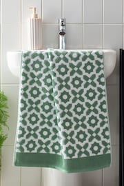 Green Tile Geo Towel 100% Cotton - Image 2 of 4