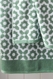 Green Tile Geo Towel 100% Cotton - Image 4 of 4