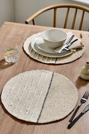 Set of 2 Cream Boucle Fabric Placemats - Image 1 of 4