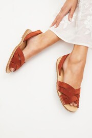 Rust Brown Suede Weave Sandals - Image 1 of 7