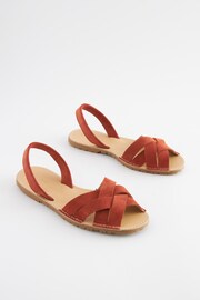Rust Brown Suede Weave Sandals - Image 4 of 7