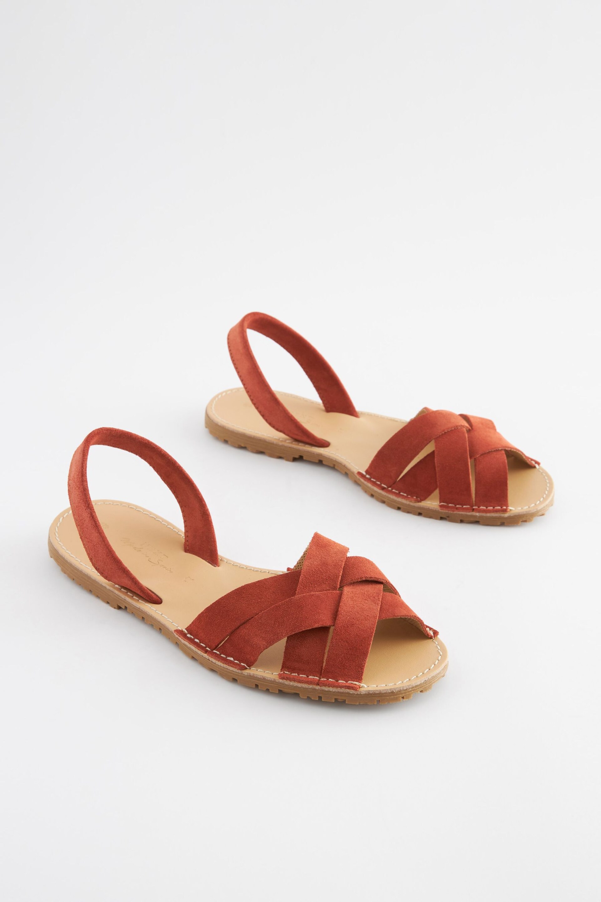 Rust Brown Suede Weave Sandals - Image 4 of 7