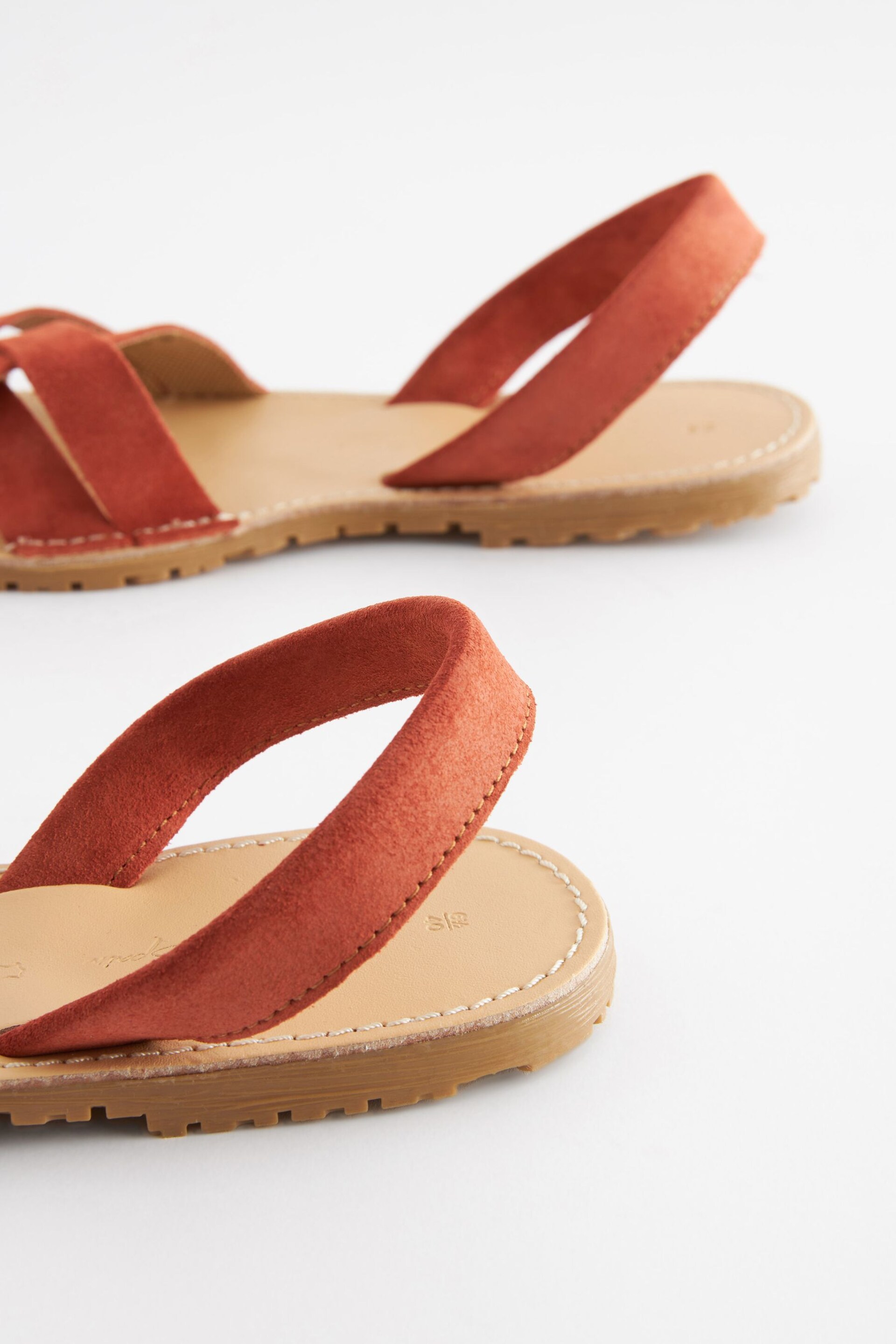 Rust Brown Suede Weave Sandals - Image 6 of 7