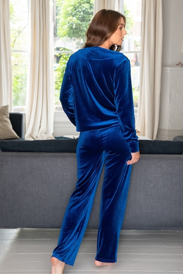 Pour Moi Blue Velour Pyjamas Set