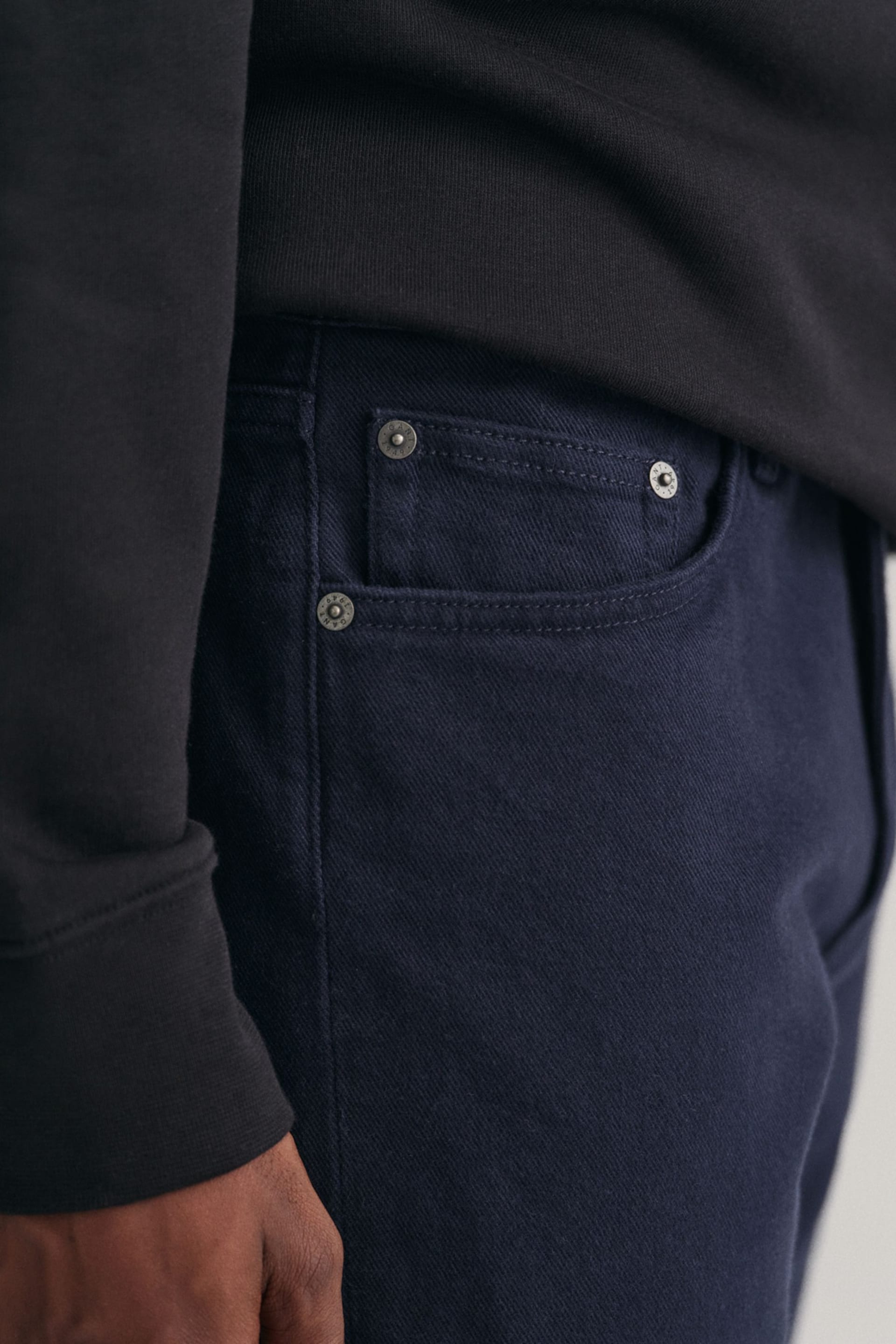 GANT Blue Regular Fit Soft Twill Jeans - Image 4 of 5