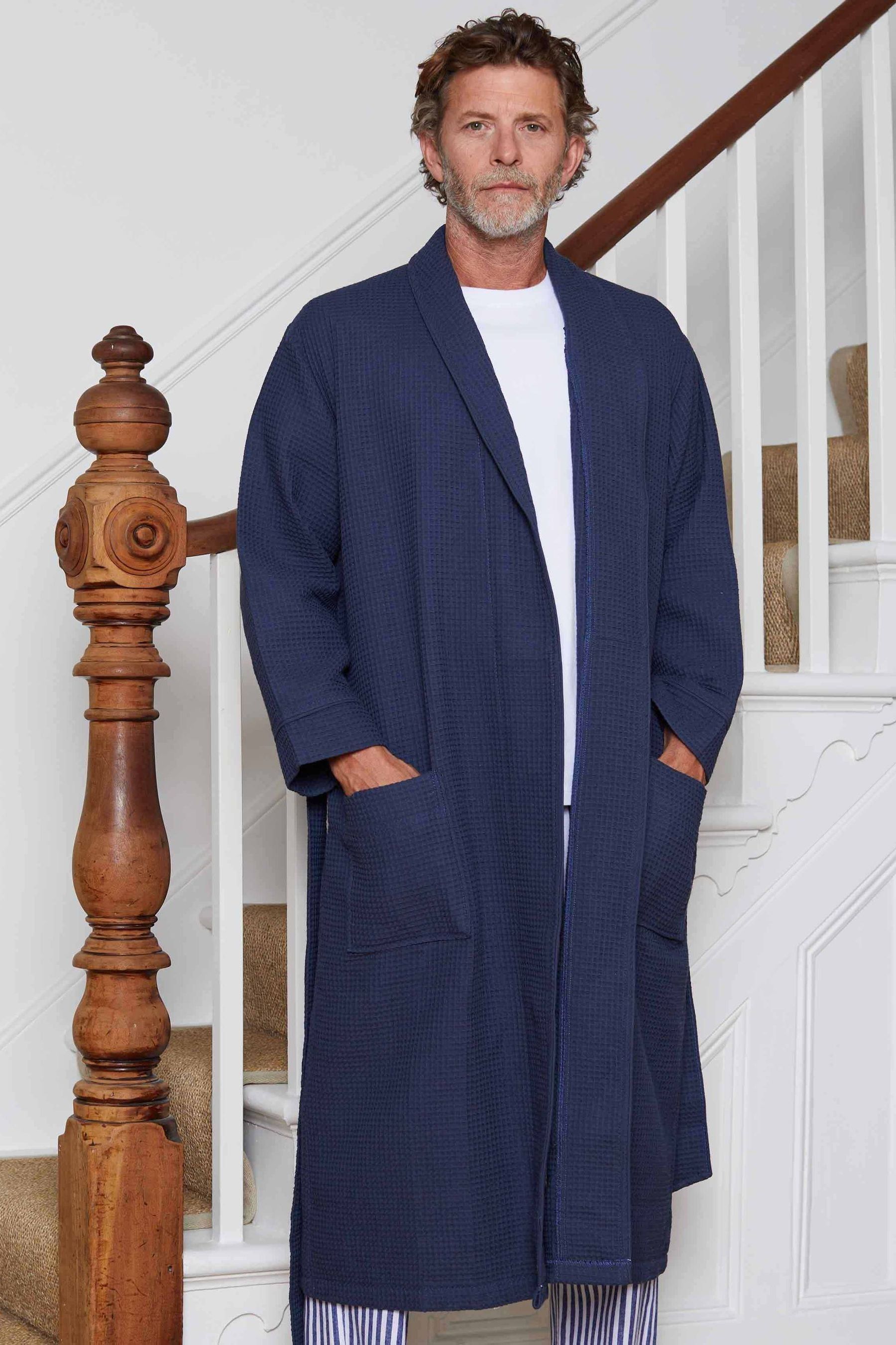 Buy Savile Row Company Blue 100 Cotton Waffle Dressing Gown from Next Luxembourg