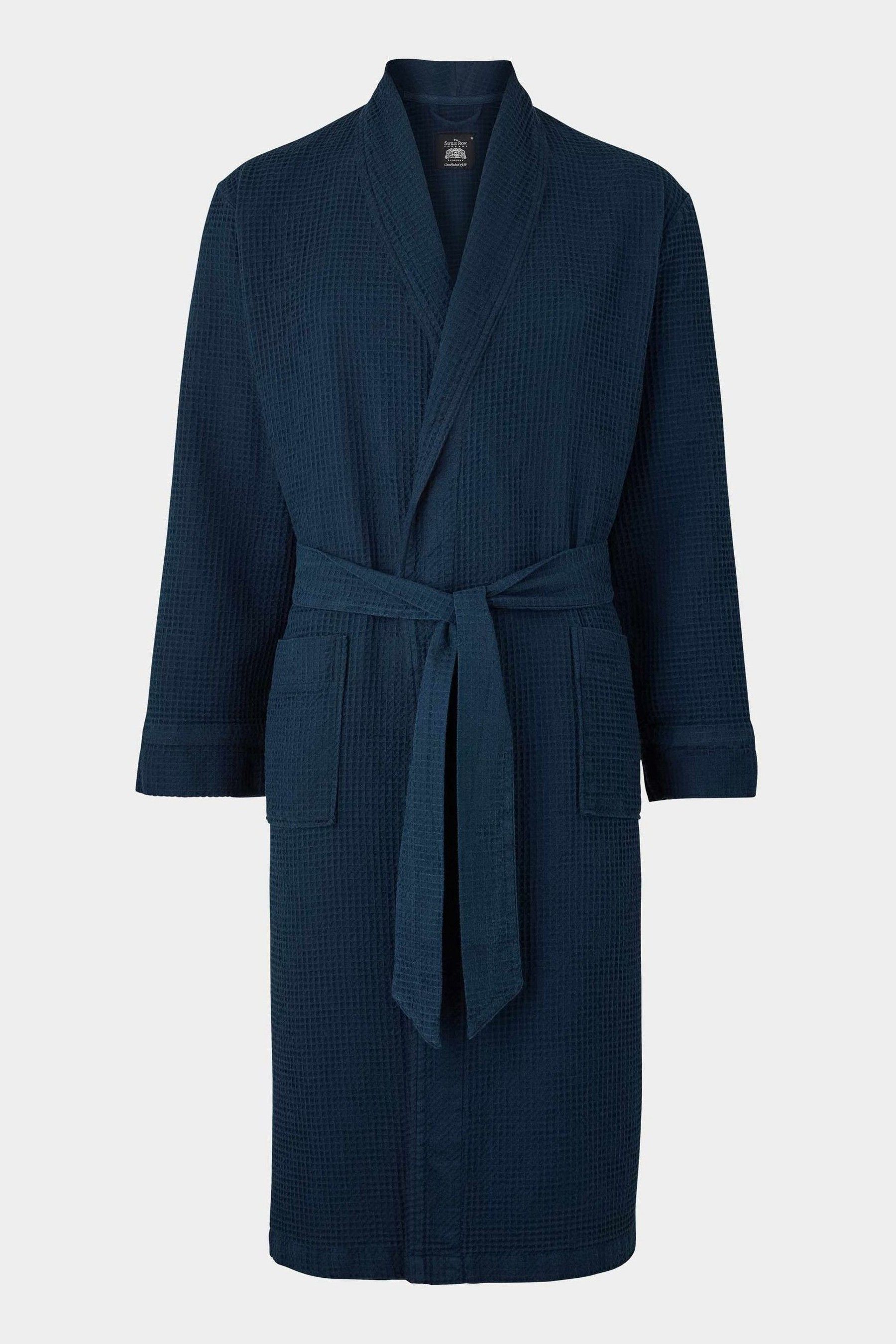 Mens navy waffle dressing gown shop