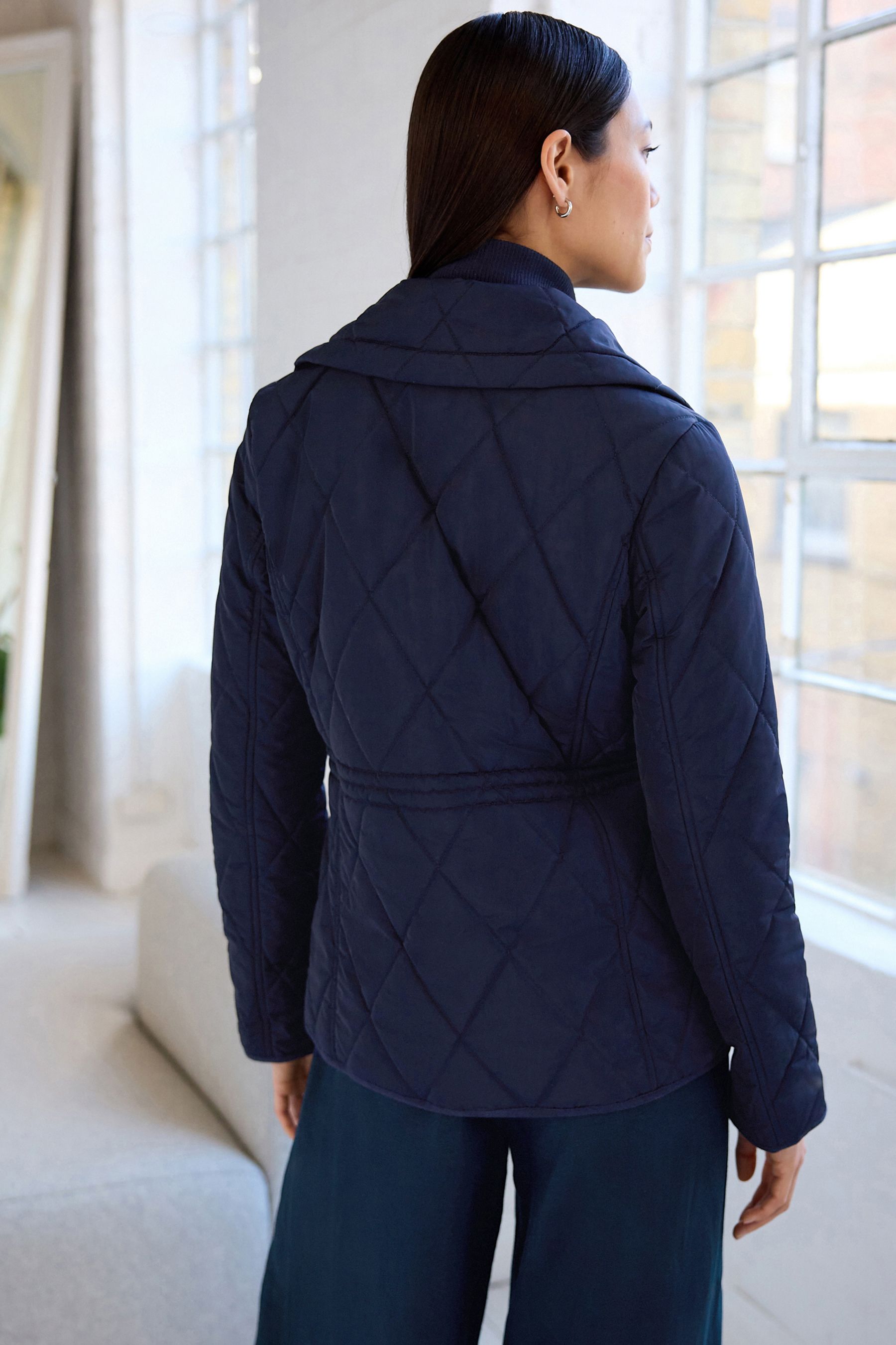 Buy Navy Blue Shower Resistant Quilted Jacket from Next Luxembourg