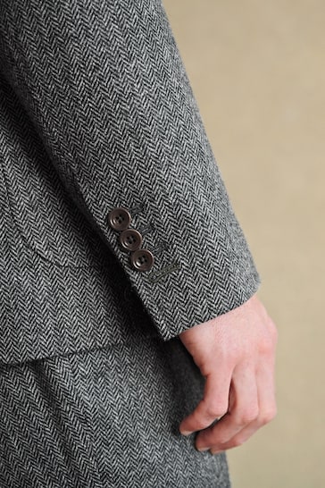 Barbour® Grey Herringbone Suit Jacket