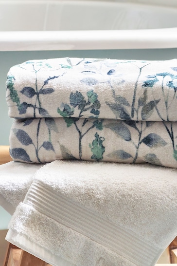 Blue Isla Floral Towel 100% Cotton