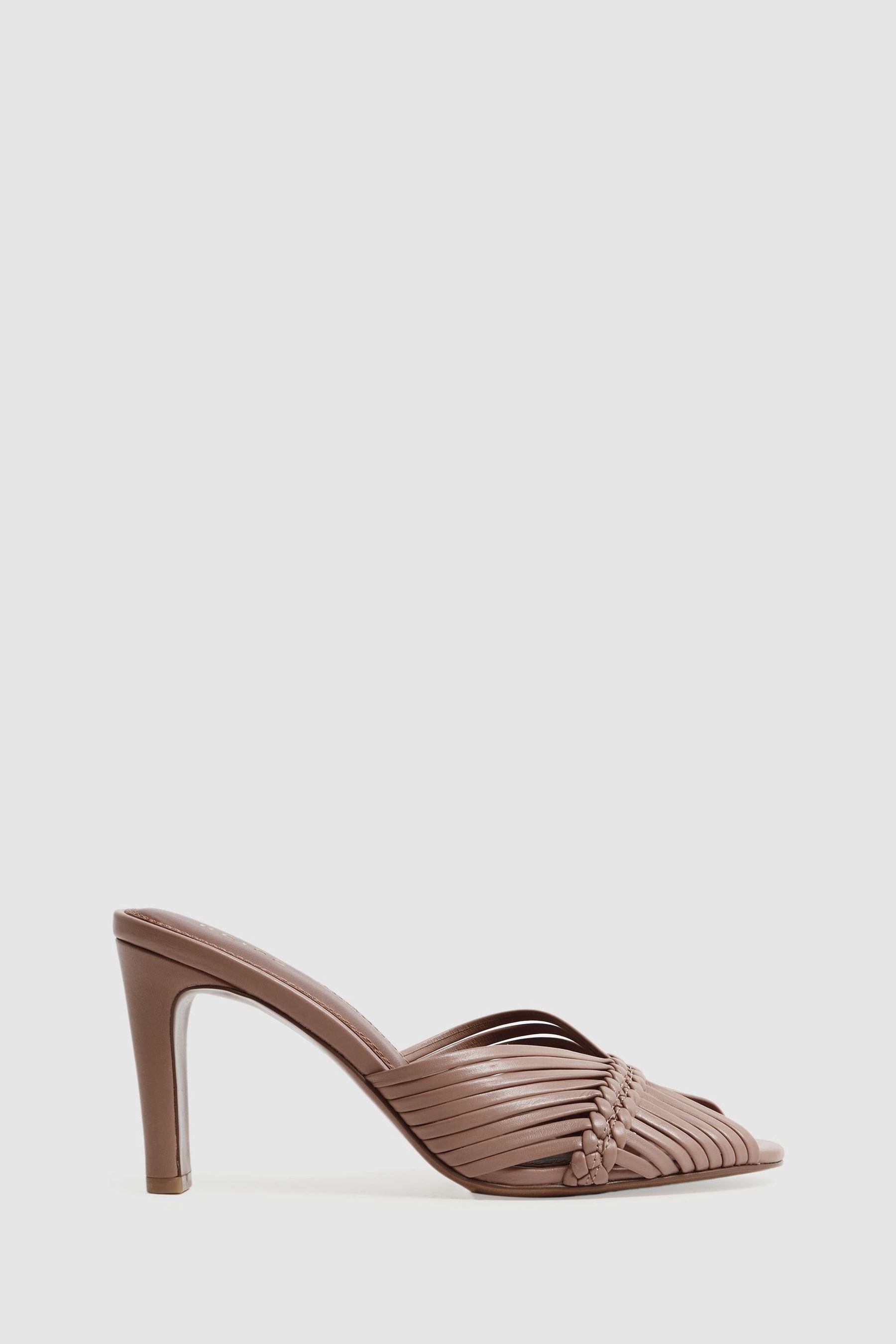 Buy Reiss Blush Imogen Leather Woven Heeled Mules from Next Luxembourg