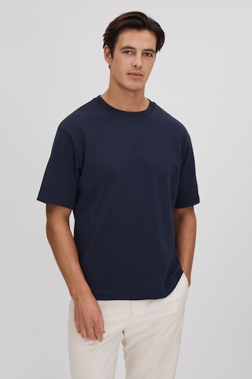 Reiss Eclipse Blue Tate Oversized Garment Dye T-Shirt