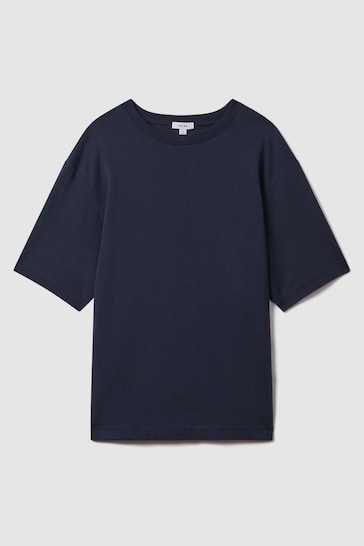 Reiss Eclipse Blue Tate Oversized Garment Dye T-Shirt