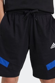 adidas Black Kids 100% Cotton Colorblock Shorts - Image 4 of 6