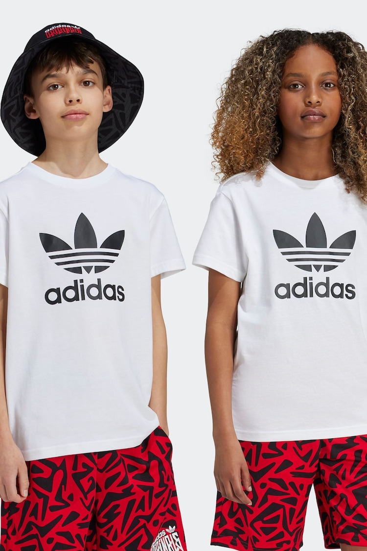 adidas White Kids Trefoil 100% Cotton T-Shirt - Image 1 of 5