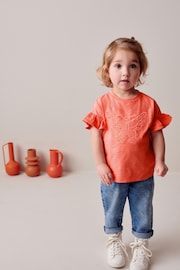 Coral Pink Crochet Butterfly T-Shirt (3mths-7yrs) - Image 2 of 7