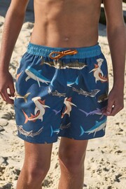 Navy Large Shark Printed Swim Shorts (3mths-16yrs) - Image 1 of 7