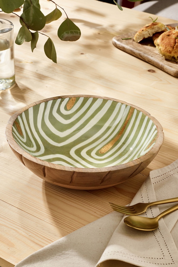 Natural Patterned Mango Wood Serve Bowl - Image 2 of 5