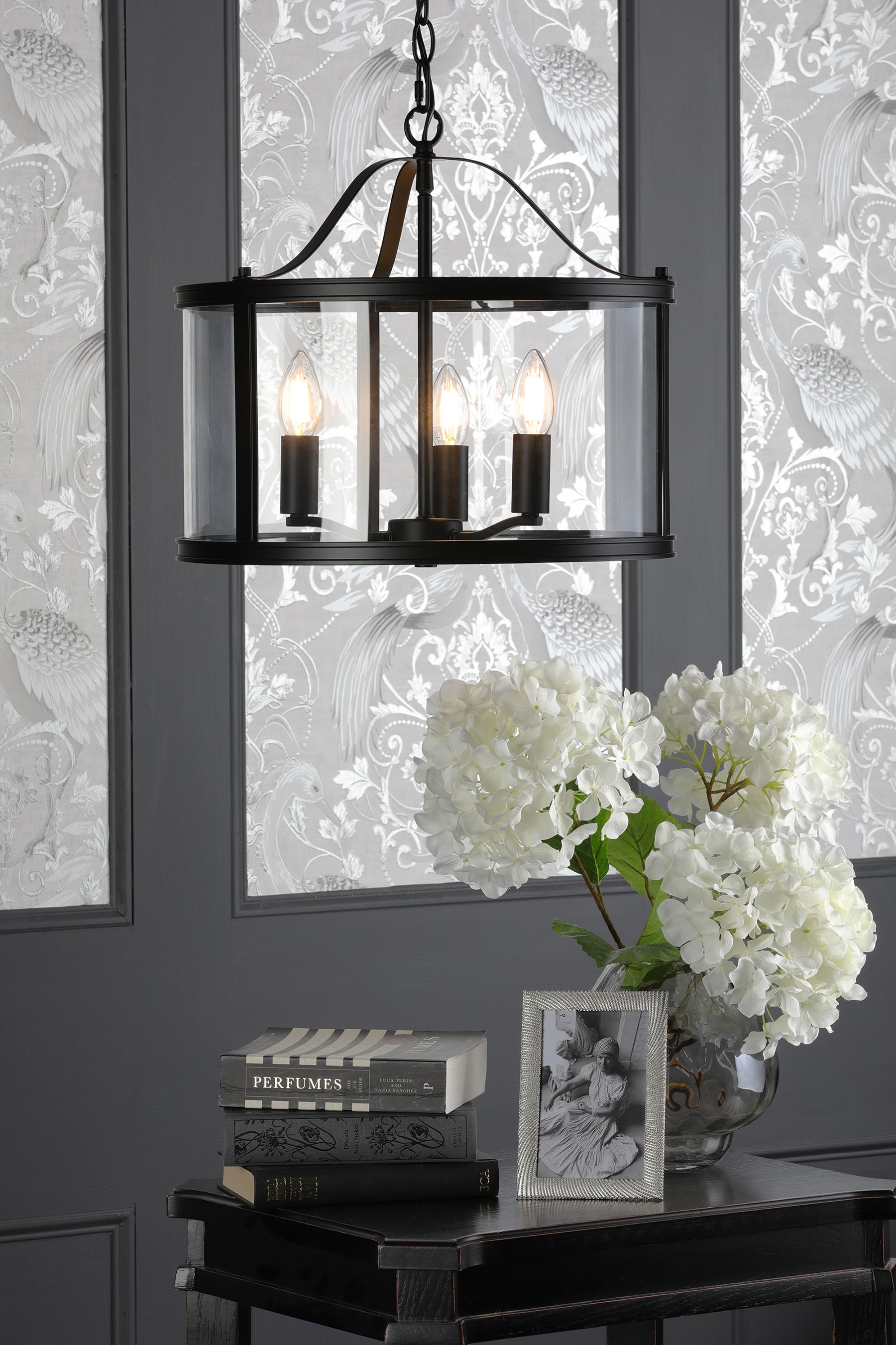 Buy Laura Ashley Black Harrington 3 Light Pendant Ceiling Light