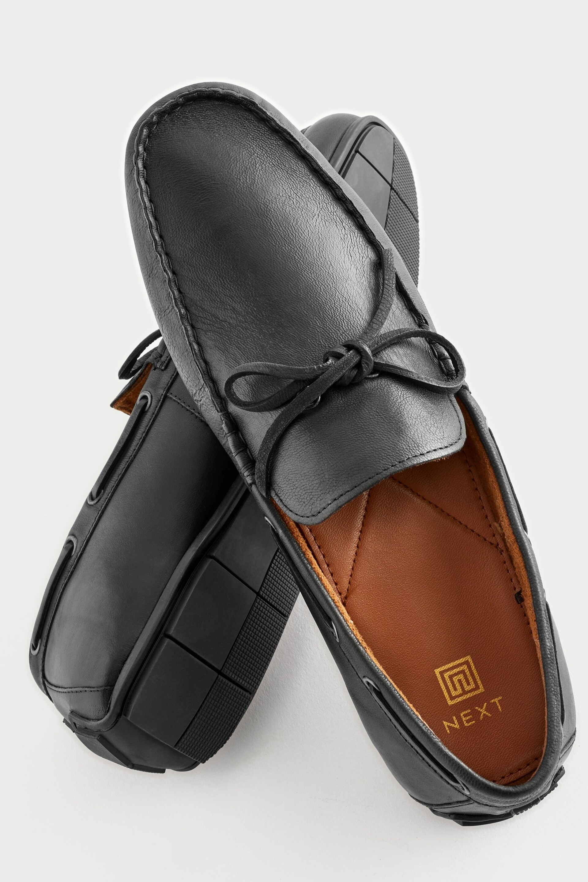 Black Leather Driving Shoes - Image 4 of 6