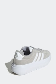 adidas Grey Grand Court Platform Suede Shoes - Image 4 of 9