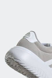 adidas Grey Grand Court Platform Suede Shoes - Image 9 of 9