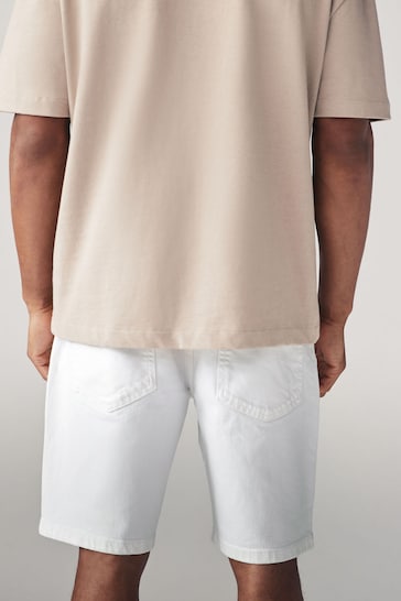 White Garment Dye Denim Shorts