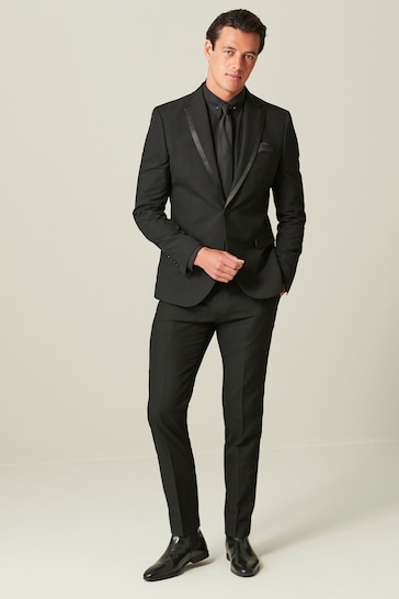 Black Skinny Fit Tuxedo Suit Jacket