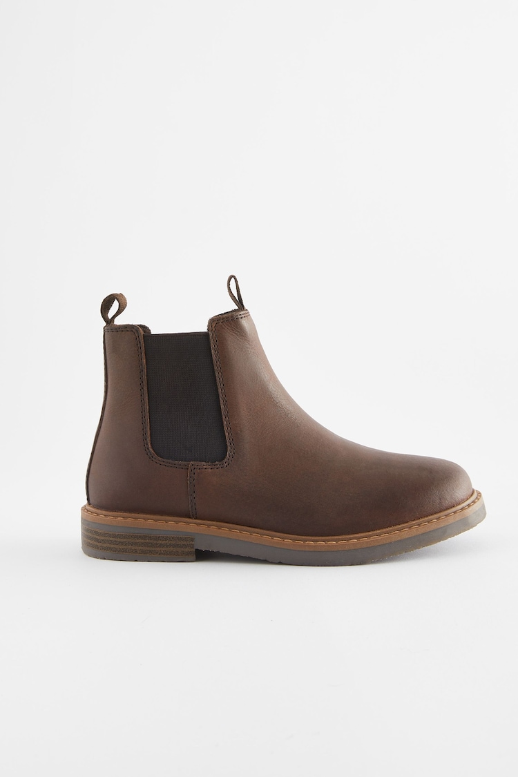 Brown Wide Fit (G) Warm Lined Leather Chelsea Boots - Image 2 of 5