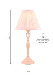 Laura Ashley Pink Ellis Satin Painted Spindle Table Lamp - Image 4 of 4