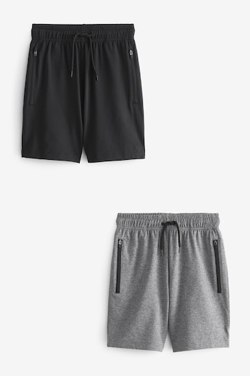 Grey/Black 2 Pack Sports Shorts (6-17yrs)