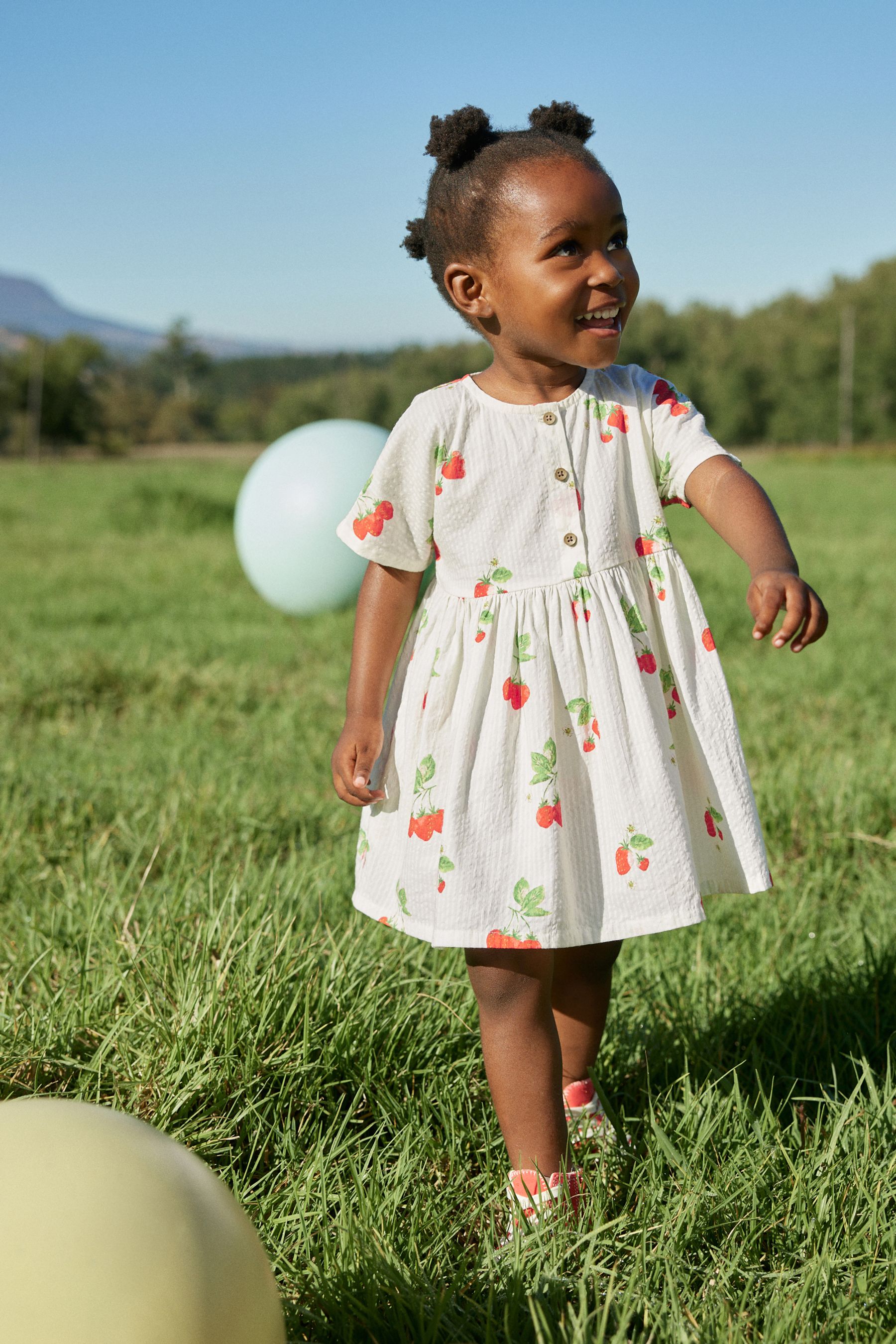 Buy Imprime fraises Robe decontractee en coton 100 3mois 8ans from Next Luxembourg