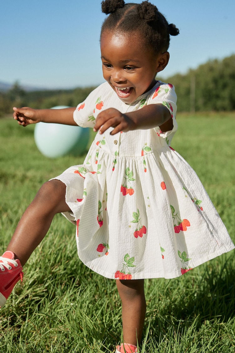 Strawberry Print Relaxed 100% Cotton Dress (3mths-8yrs) - Image 2 of 6