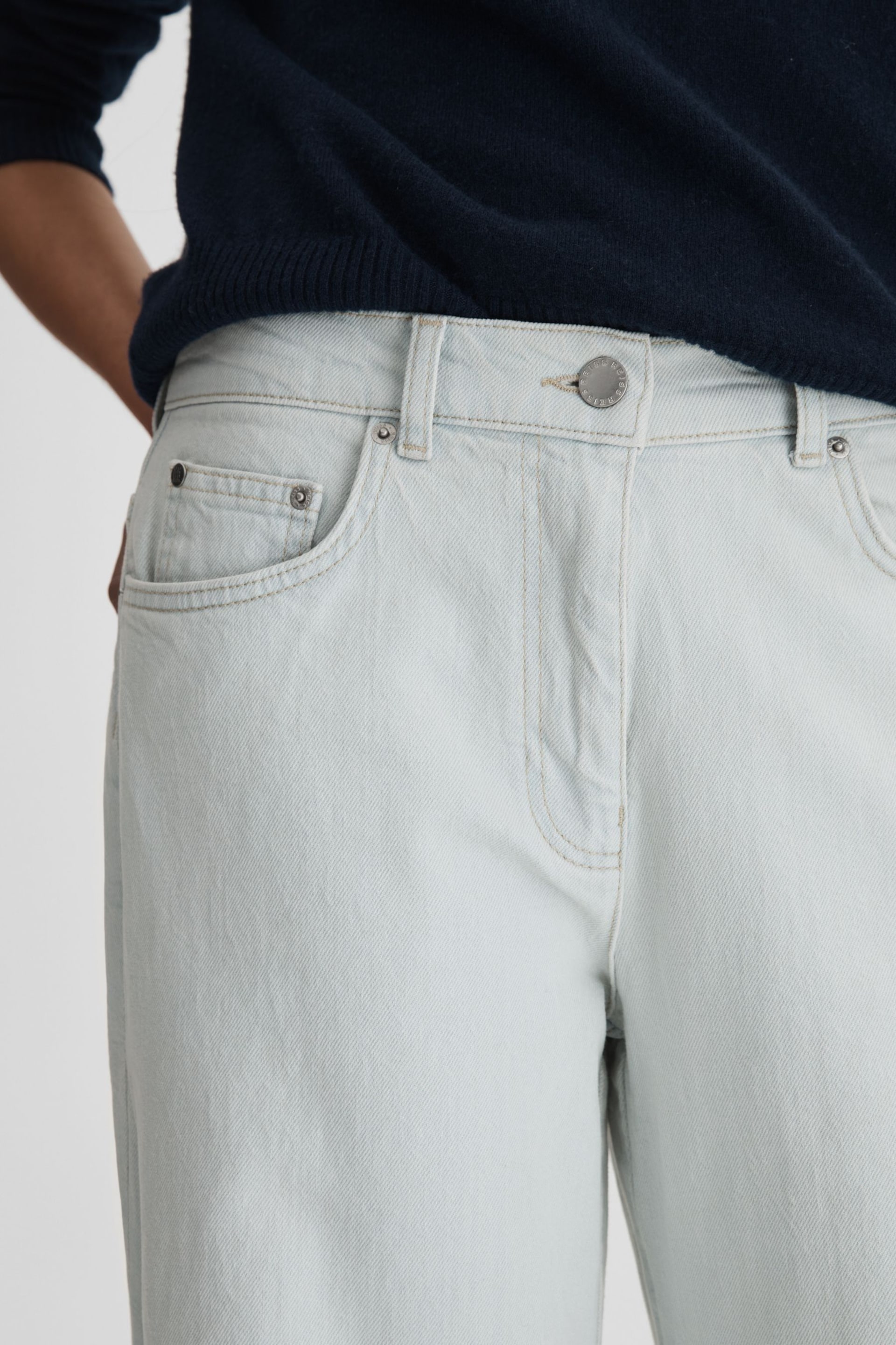 Reiss Light Blue Maize Flared Side Seam Jeans - Image 3 of 5
