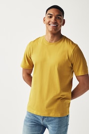 Yellow Regular Fit Essential 100% Cotton Crew Neck T-Shirt - Image 1 of 7