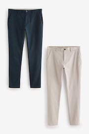 Blue/Light Stone Skinny Stretch Chino Trousers 2 Pack - Image 11 of 15