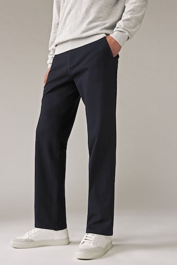Navy Blue/Stone Straight Stretch Chinos Trousers 2 Pack