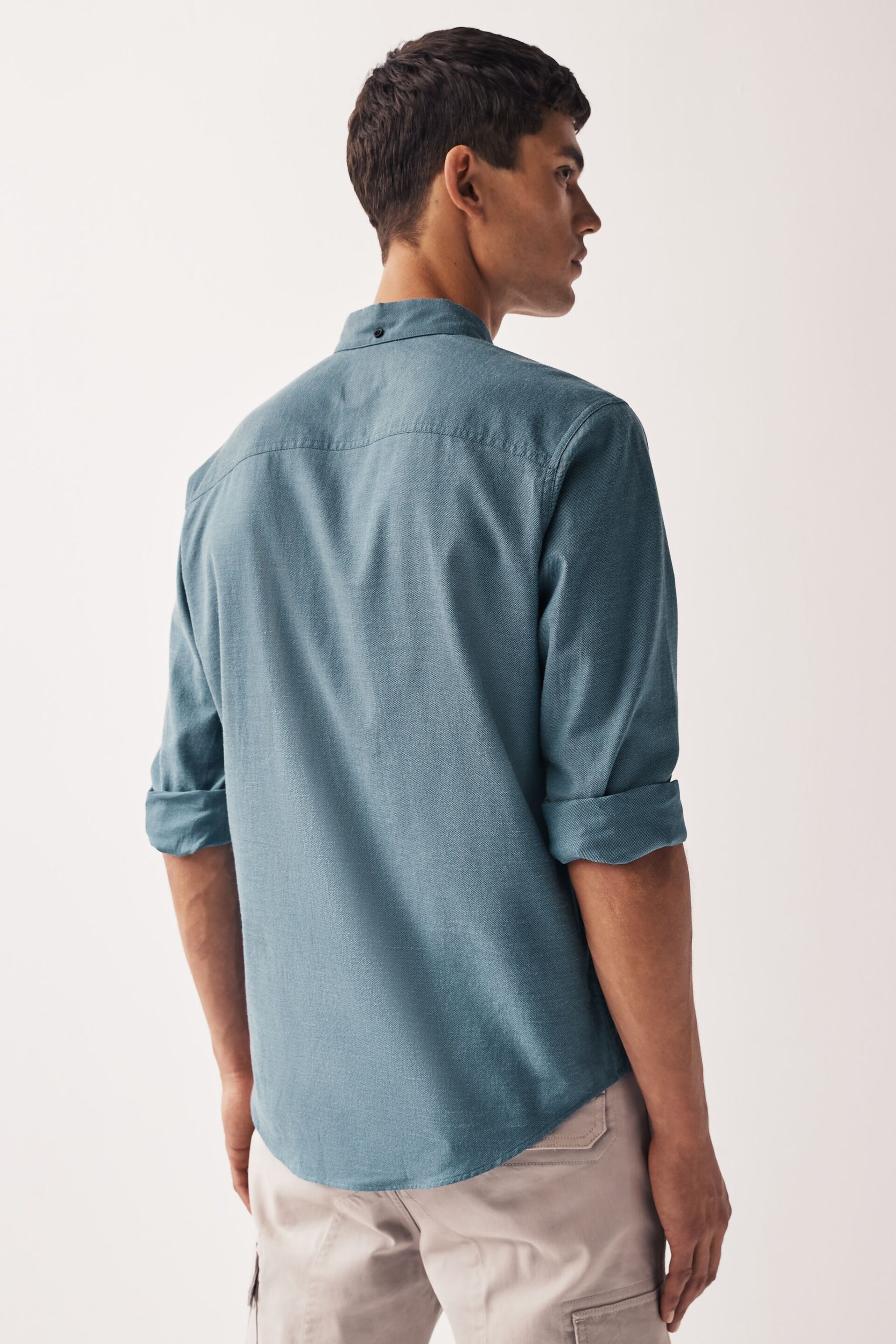 Blue Textured Oxford Long Sleeve Shirt - Image 2 of 9