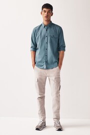 Blue Textured Oxford Long Sleeve Shirt - Image 3 of 9