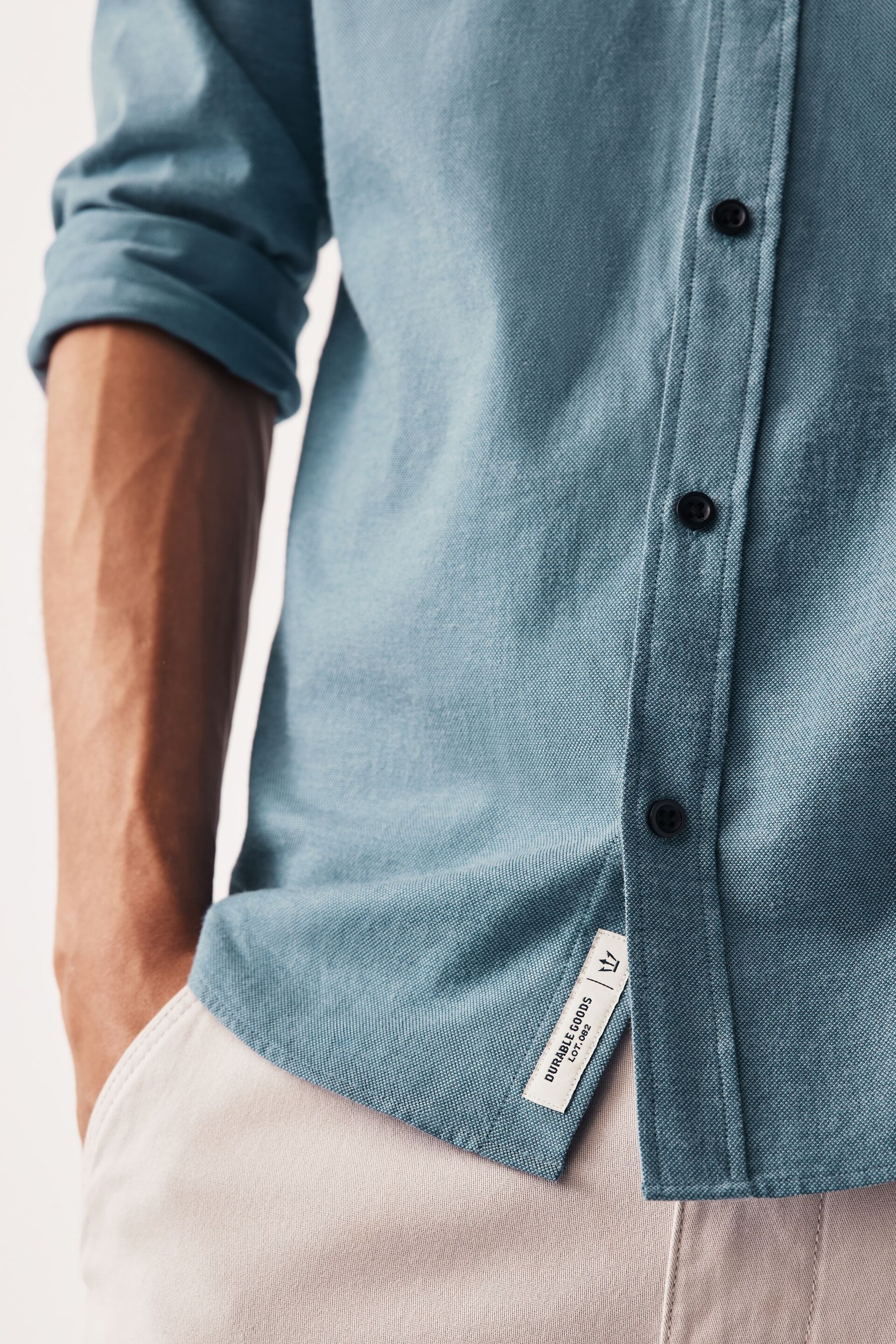 Blue Textured Oxford Long Sleeve Shirt - Image 5 of 9