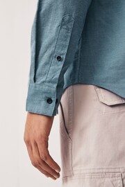 Blue Textured Oxford Long Sleeve Shirt - Image 6 of 9