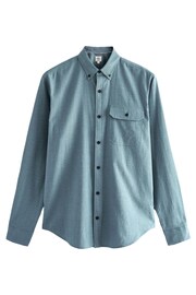 Blue Textured Oxford Long Sleeve Shirt - Image 7 of 9