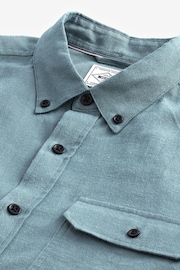 Blue Textured Oxford Long Sleeve Shirt - Image 8 of 9
