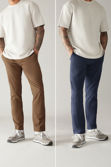 French Navy/Tan Slim Stretch Chino Trousers 2 Pack