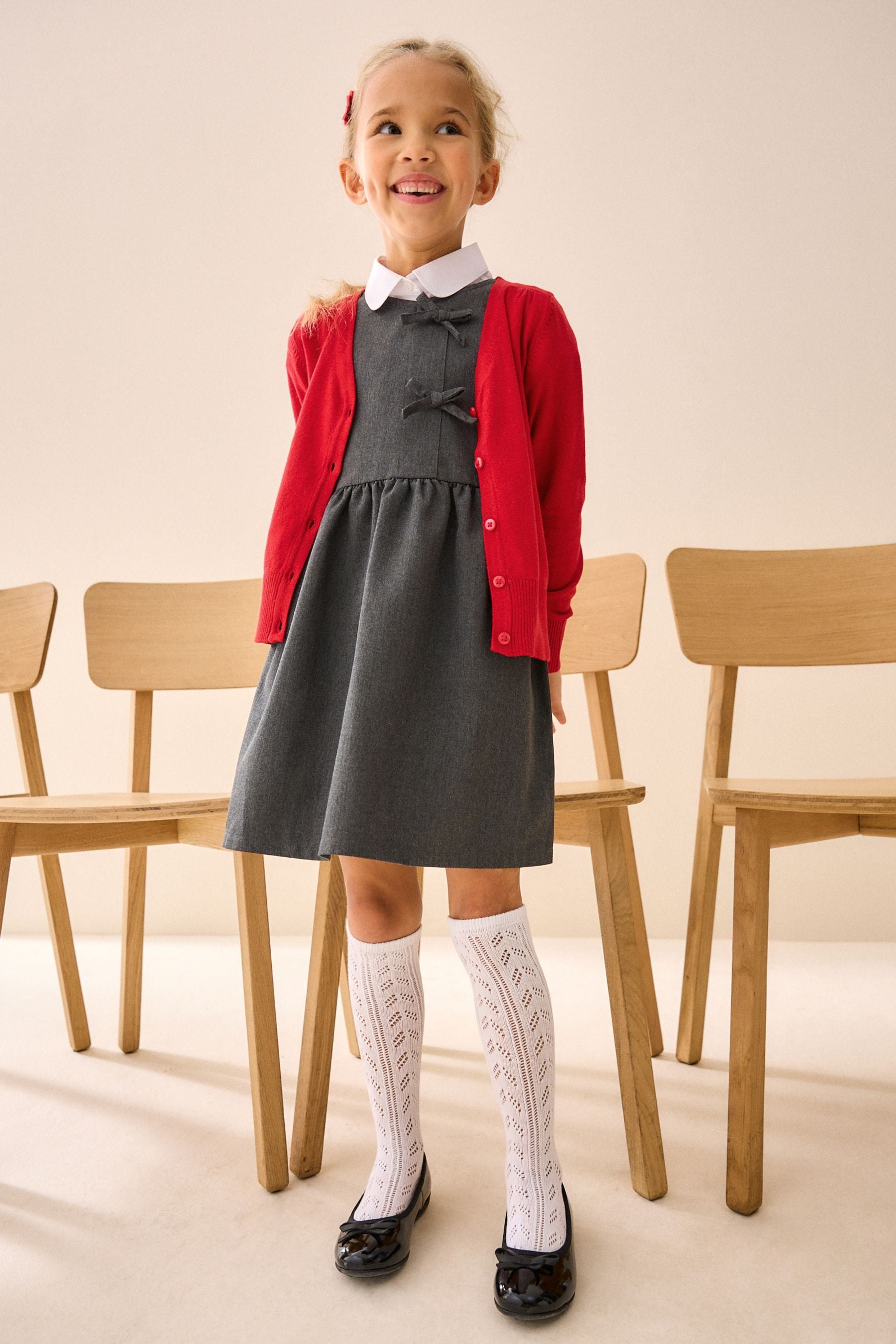 Girls red cardigan sweater clearance