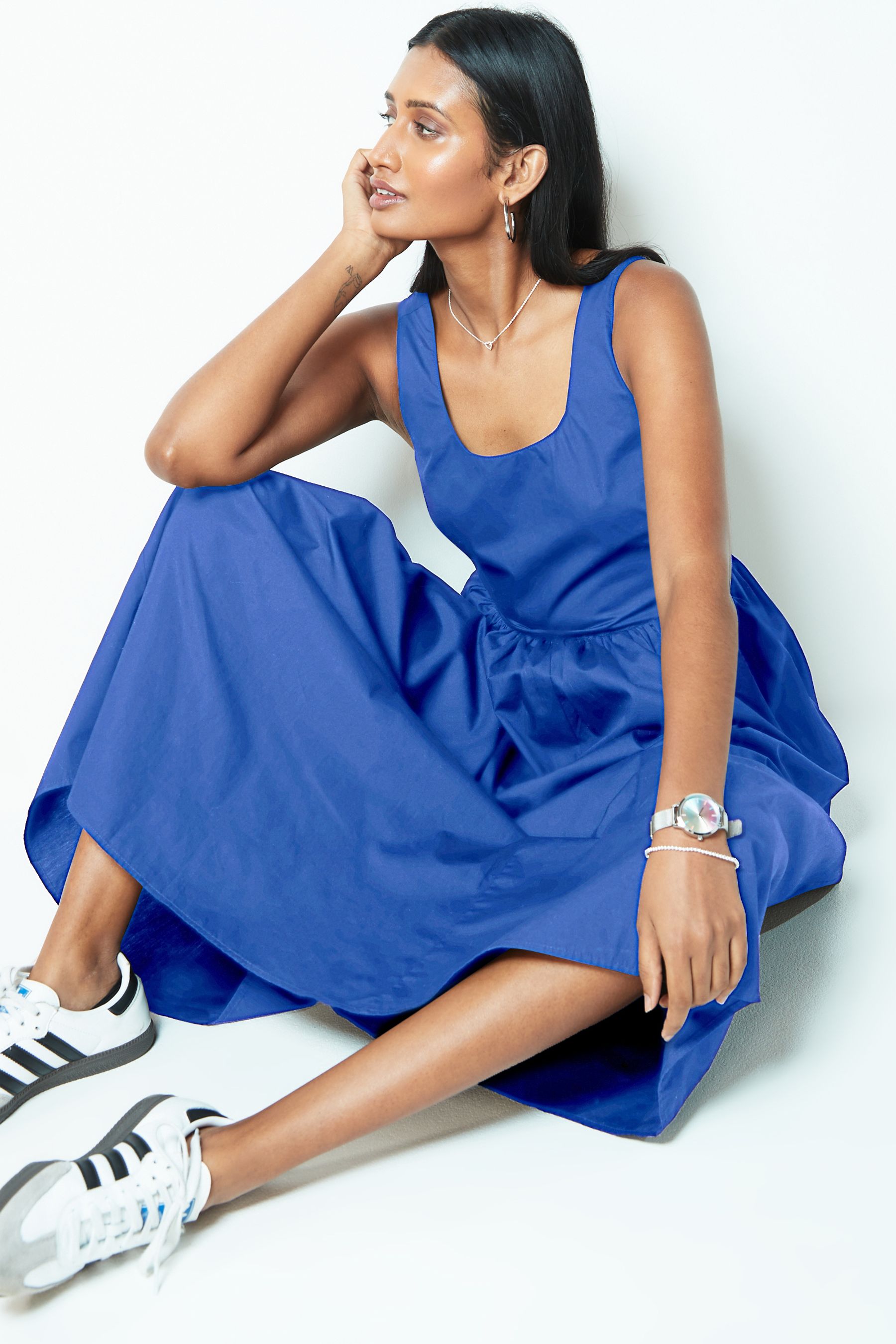 Buy Blue Summer Poplin Dress from Next Luxembourg