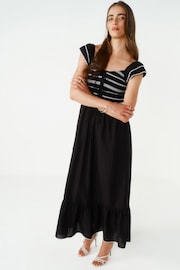 Black Shirred Cotton Midi Dress - Image 1 of 6