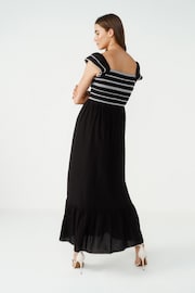 Black Shirred Cotton Midi Dress - Image 3 of 6