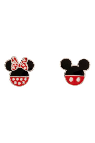 Peers Hardy Disney Mickey And Minnie Mouse Sterling Silver Mismatched Stud Black Earrings